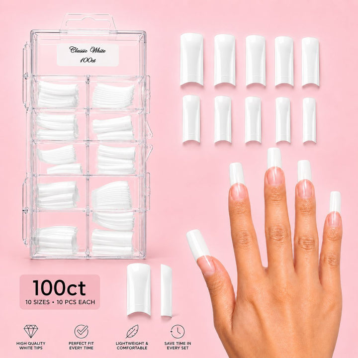 Classic white nail tips nail tips NSI Australia tray 100 ct