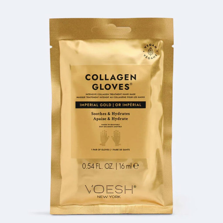VOESH New York Collagen Gloves Imperial Gold hand mask sachet for soothing and hydrating dry hands