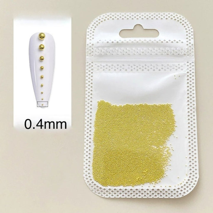 Mini 0.4mm gold microbeads for nail art — steel caviar balls for 3D gel and acrylic designs