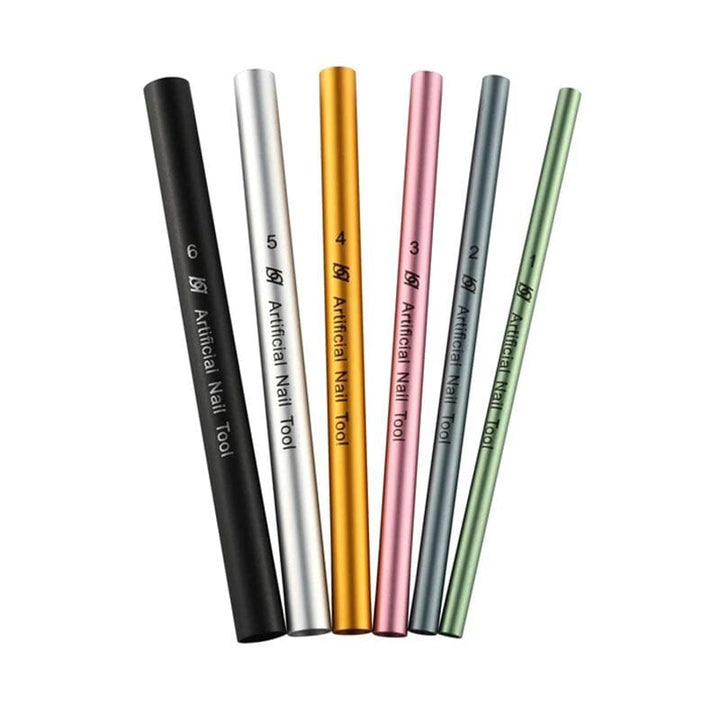 NSI Australia C-Curve Shaping Sticks—set of 6 color-coded metal rods for acrylic/gel nails, sizes 5–10mm