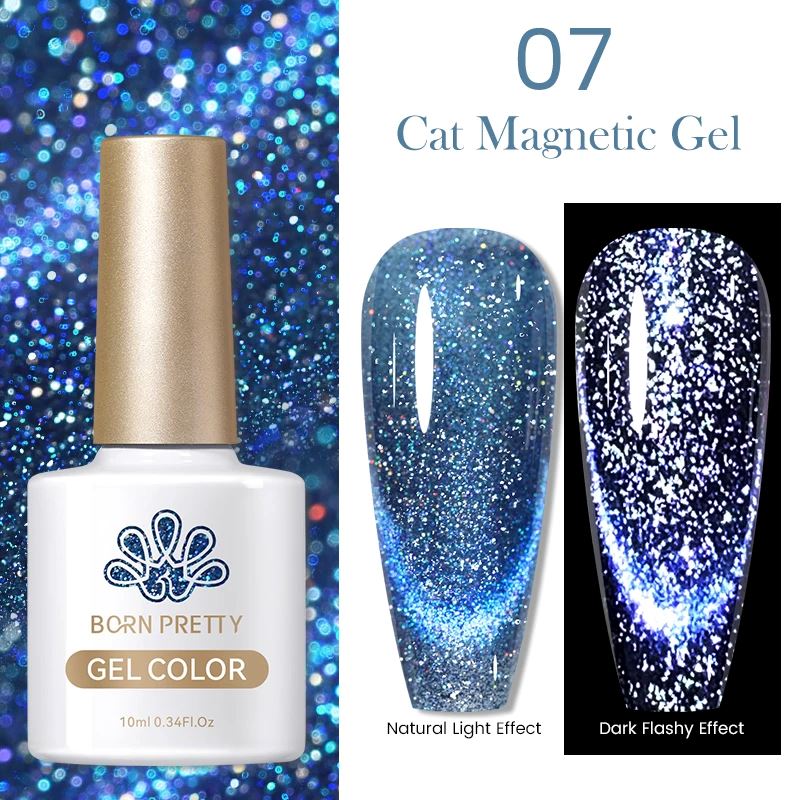 Reflective Sparkle Glitter Cat Eye Magnetic Gel Born Pretty07