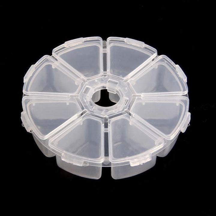 Empty Nail Art Storage ~ Round Box 8 Compartments - NSI Australia