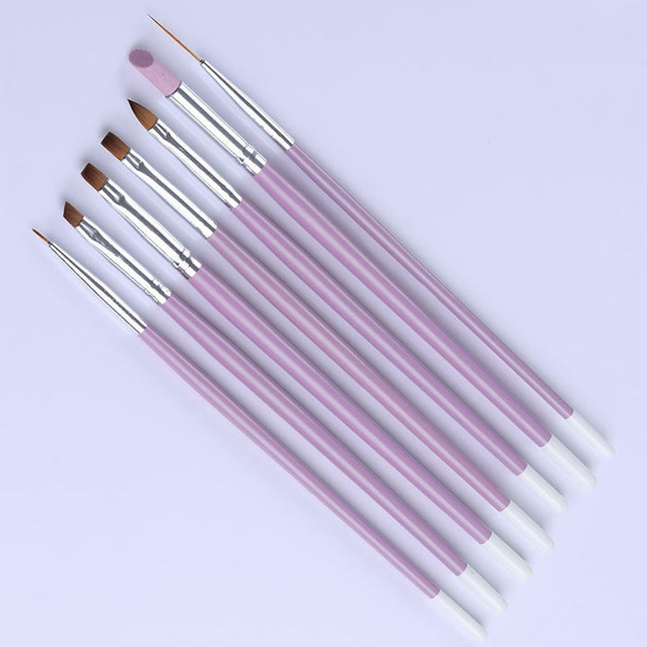 Nail Art Brush Set 7pcs - Lavender - NSI Australia