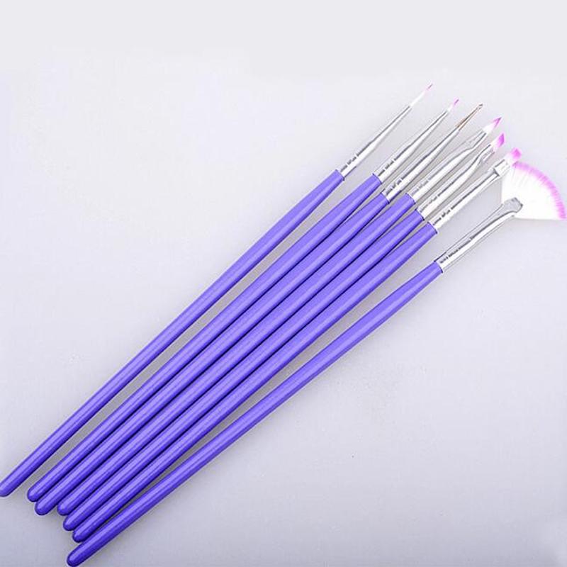 Nail Art Brush Set 7pcs - Purple - NSI Australia