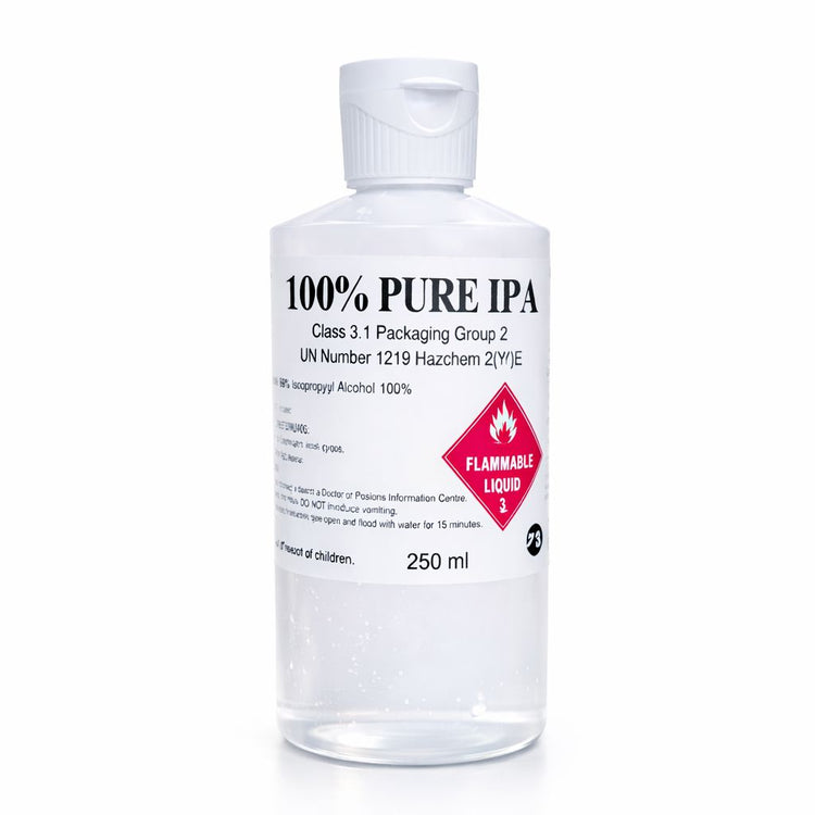 100% pure IPA isopropyl alcohol 250ml bottle for nail prep and cleansing