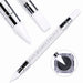 White double-ended silicone nail art pen with pointed and angled tips for precise gel, pigment and nail art application
