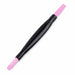 Double-ended pink stone cuticle remover and nail file tool with black handle for manicure nail prep and cuticle care