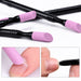 2-way stone cuticle remover and nail pusher tools with pink ceramic tips and black handles for cleaning cuticles and manicure nail prep