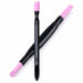 2-way pink stone cuticle remover and nail pusher tools with black handles for manicure prep and cuticle care