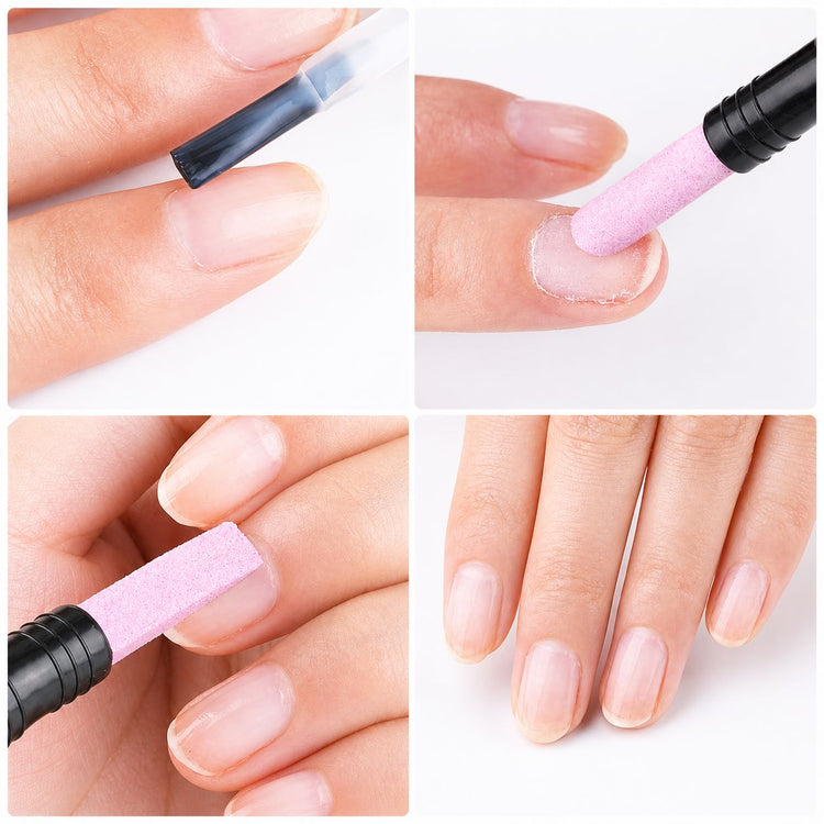 2-way stone cuticle remover and nail pusher tool used for cleaning cuticles, shaping nails and manicure nail prep