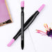 2-way stone cuticle remover and nail pusher tools with pink ceramic tips and black handles for manicure nail care