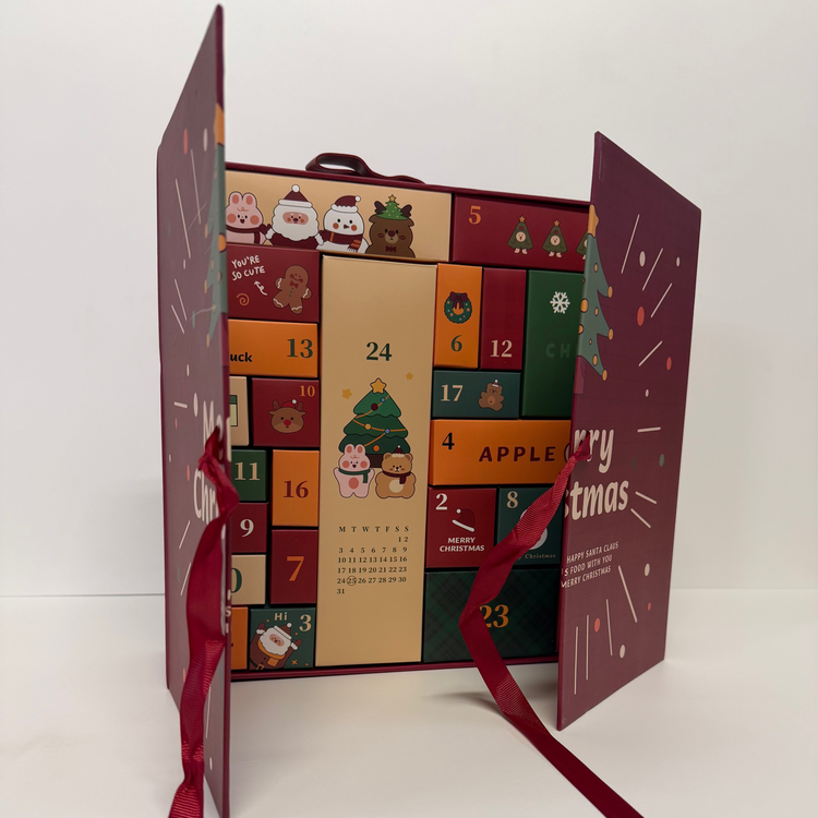 Festive red advent calendar gift box with 24 days of gel polish and nail accessories – NSI Australia