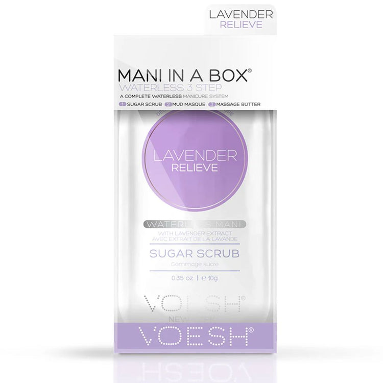 Voesh Mani in a Box Lavender Relieve waterless 3-step manicure kit