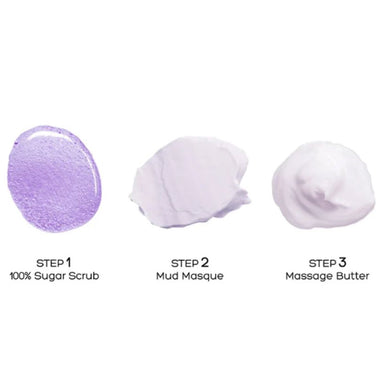 Voesh Mani in a Box Lavender Relieve 3-step manicure set with sugar scrub, mud masque and massage butter