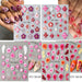 5D Embossed Orchid Flower Nail Art Sticker sheets with pink, red, orange and white floral designs on manicure samples