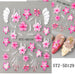 STZ-5D129 5D Embossed Orchid Flower Nail Art Sticker sheet with pink floral, white shell and pearl accent designs
