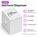 Large white Nail Success Australia nail form dispenser for rolls 80 mm wide and up to 120 mm in diameter, with removable lid and front slot.

