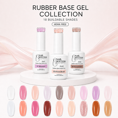 Nail Success Rubber Base Gel Collection - 18 buildable shades, HEMA free