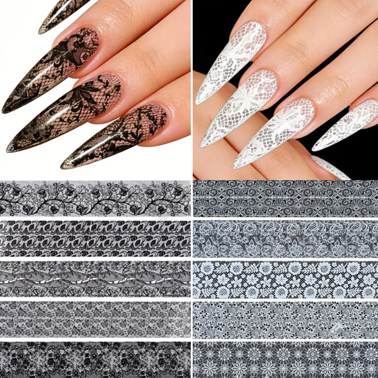 Sexy Lace Flowers Nail Art Transfer Foil