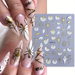 Halloween nail art sticker sheet SWA126, white and gold pumpkins, webs and ghosts, beside stiletto nails wearing them