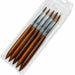Acrylic nail brush set with brown wooden handles, silver ferrules and pointed brown bristles displayed in clear protective packaging