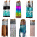 Acrylic nail brush set with multiple handle styles including glitter, rainbow, wooden, crystal and pink brushes for acrylic application and professional nail art