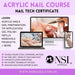 Acrylic nail course nail tech certificate online with training in acrylic nails, nail preparation, tip application, gel polish, infills and removals