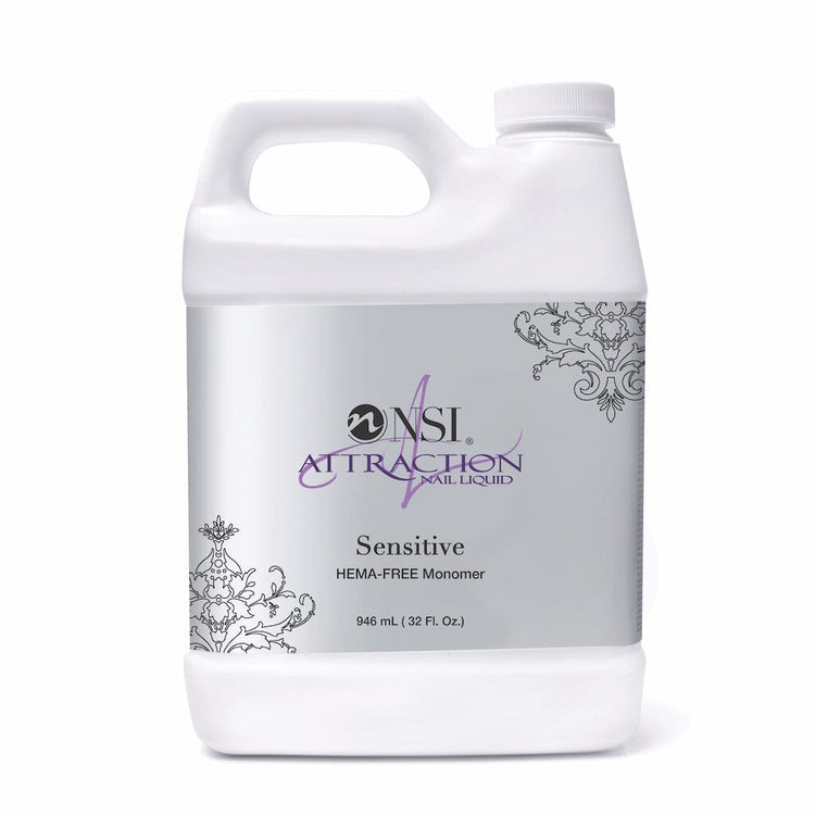 NSI Attraction Sensitive Nail Liquid — HEMA-free acrylic monomer, 946 mL (32 fl oz) professional jug