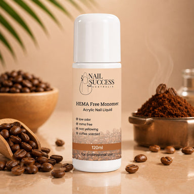 Nail Success Australia HEMA free acrylic nail liquid monomer, 120ml coffee scented, low odor, MMA free and non-yellowing formula