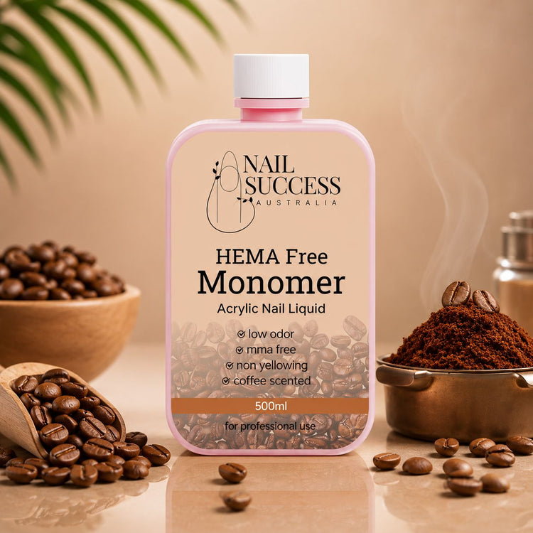 Nail Success Australia HEMA free acrylic nail liquid monomer, 500ml coffee scented, low odor, MMA free and non-yellowing formula