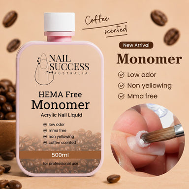 Nail Success Australia HEMA free acrylic nail liquid monomer, 500ml coffee scented, low odor, MMA free and non-yellowing formula