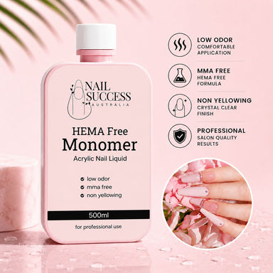 Nail Success Australia HEMA free acrylic nail liquid monomer, 500ml low odor, MMA free and non-yellowing formula