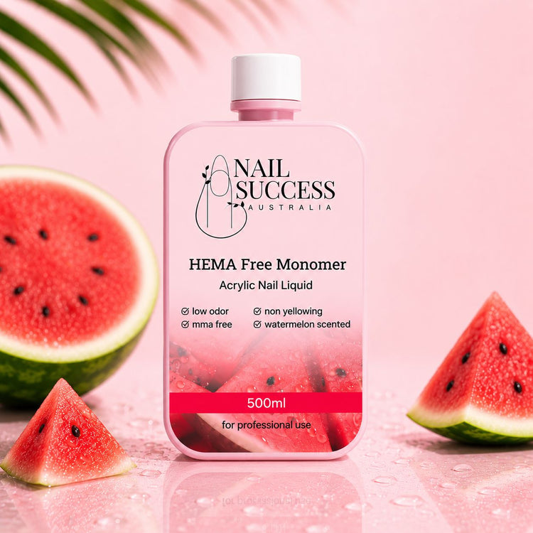 Nail Success Australia HEMA free acrylic nail liquid monomer, 500ml watermelon scented, low odor, MMA free and non-yellowing formula