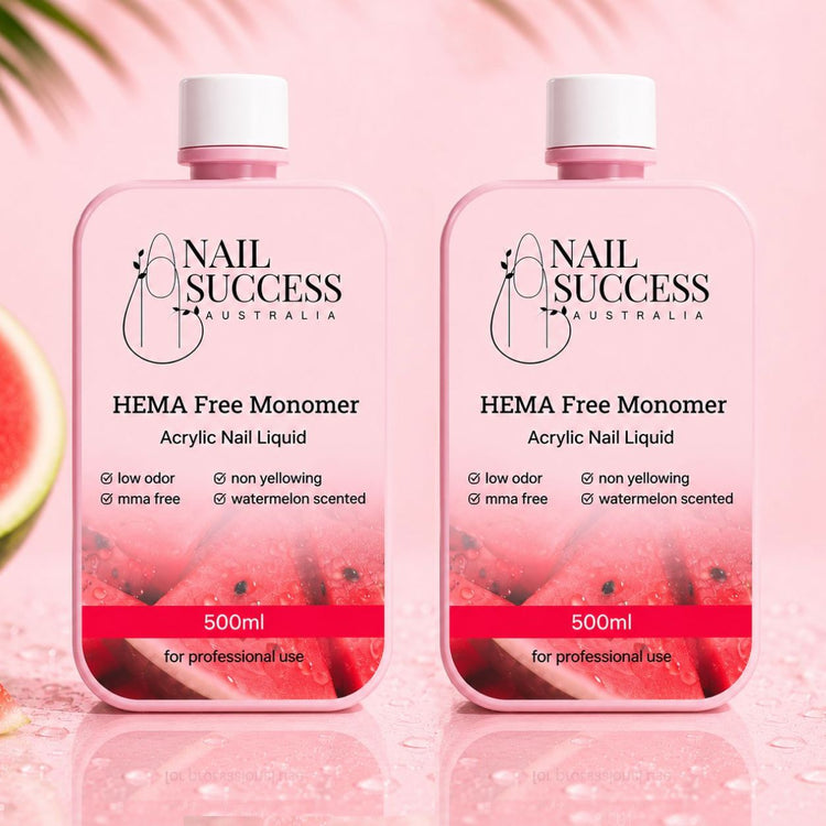 HEMA Free watermelon scented acrylic nail liquid monomer 1L twin pack with two 500ml bottles for professional salon nail services
