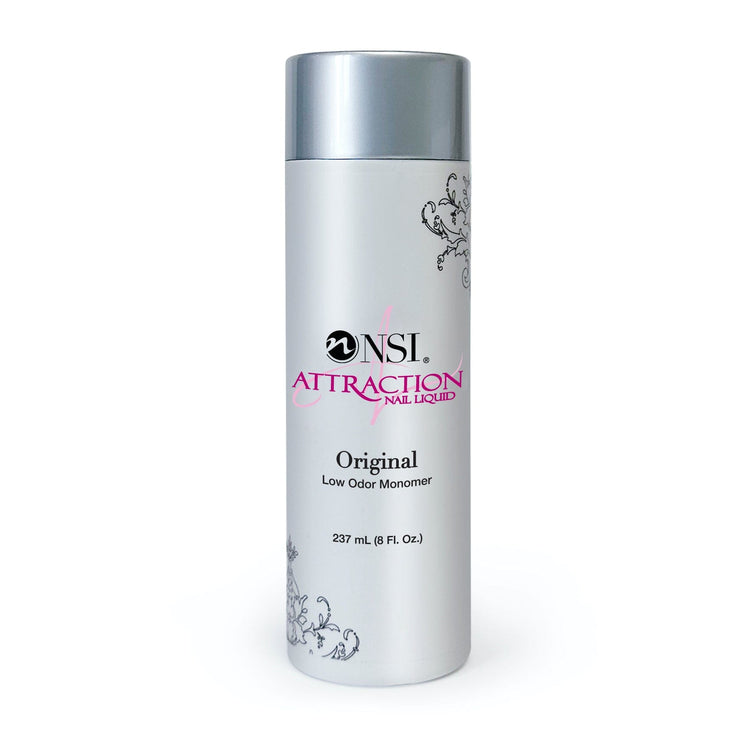 NSI Attraction Original Low Odor Monomer 237ml — professional acrylic nail liquid bottle on white background
