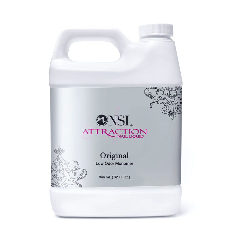 NSI Attraction Nail Liquid Original — low-odor monomer, 946 mL (32 fl oz) refill jug for professional acrylic nails