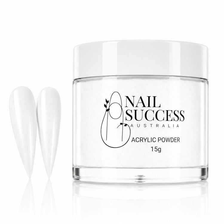 Blizzard white acrylic powder 15g jar for professional nail extensions and smooth salon manicure results