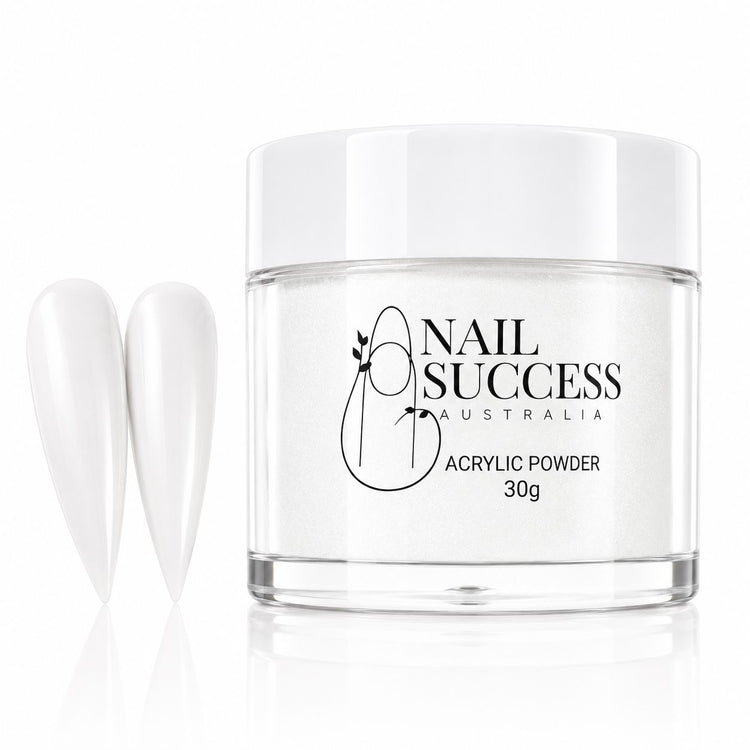 Blizzard white acrylic powder 30g jar for professional nail extensions and smooth salon manicure results