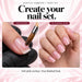 Acrylic Sampler and Prep Kit illustration showing pink acrylic application beside a finished soft-square nail set.