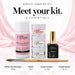 Nail Success Australia 6-piece Acrylic Sampler Kit showing 120 ml HEMA-free monomer, three 15 g powders, 15 ml primer and No. 8 brush.