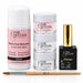Nail Success Australia Acrylic Sampler Kit with 120 ml HEMA-free monomer, three 15 g acrylic powders, 15 ml primer and No. 8 brush.