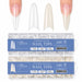 Almond Nail Tips Clear and Natural 240pcs boxes by Nail Success Australia with almond tips shown on the nail and 12 sizes per box