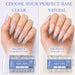 Almond Nail Tips Clear versus Natural comparison for glitter encapsulated and French salon nail designs