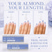 Almond Nail Tips trimmed to short, medium and long lengths showing customisable almond nail extensions