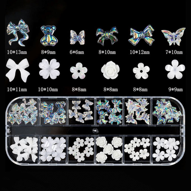 Aurora and White Bowknots Flowers Butterflies Bear 3D Decoration Charms