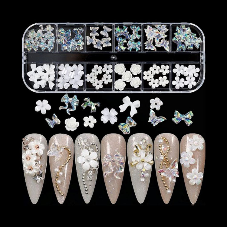 Aurora and White Bowknots Flowers Butterflies Bear 3D Decoration Charms