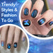 Blue Tears aurora cat eye gel polish nail art – blue shimmer on black base with butterfly effect