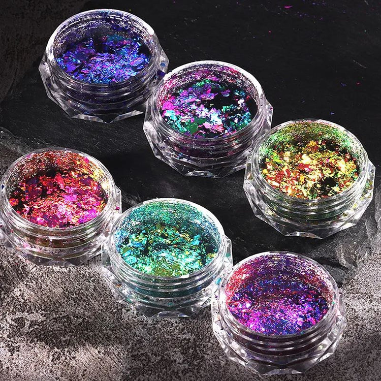 Aurora Chameleon Nail Art Flakes JarPack 6 colours(CP002+003+004+006+008+011)
