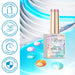 LED soak-off gel polish with bright finish and protective formula icons