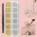 Gold and silver caviar bead nail art set with picker tool, chain detail beads and manicure design sample